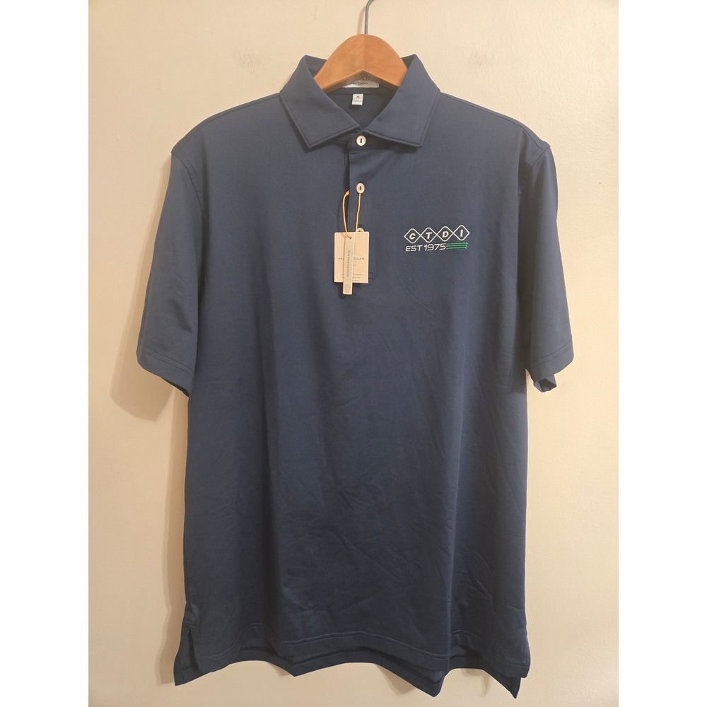Peter Millar Crown Sport Polo Shirt Med Navy Blue NWT CTCI Golf Performance